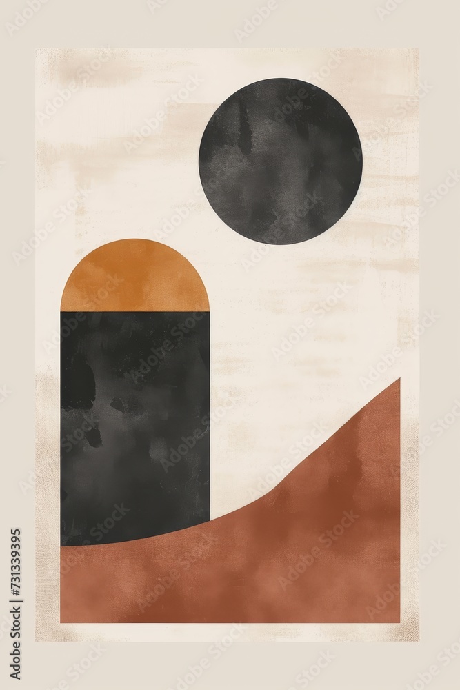 Poster a mesmerizing abstract masterpiece bursting with bold black and fiery orange geometric shapes, evoki