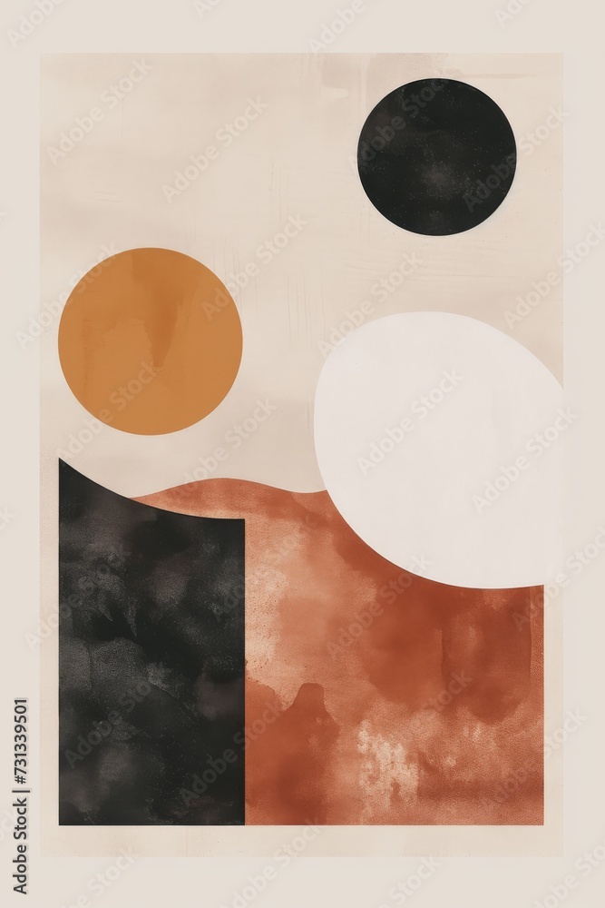 Poster an abstract masterpiece that mesmerizes with its dynamic arrangement of circles and shapes, showcasi