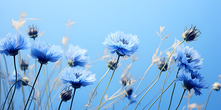 nature background leaf white flowers blossom copy green floral beautiful spring beautiful blue flower background Cornflower flower on a poppy field. Blue shine the petals.