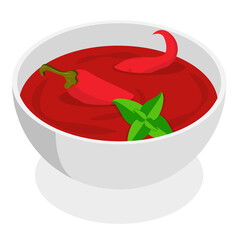 3D Isometric Flat  Set of Soup Bowls. Item 4