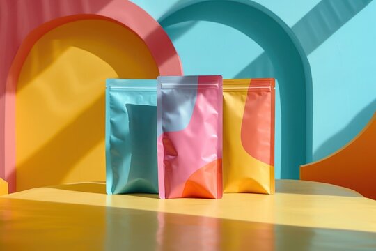 pouch package doypack mockup, minimalistic space aesthetic