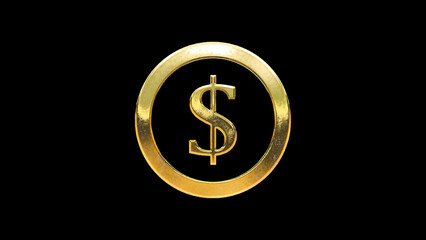 Coin gold sign icon isolated on black background cut out