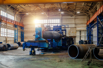 Large CNC tube bender in pipe factory