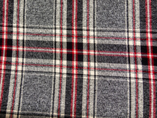 Gray check red stripe fabric