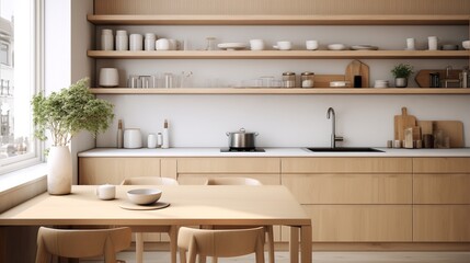 Scandinavian Minimalist Kitchen: Warm Wood Tones & Clean Lines