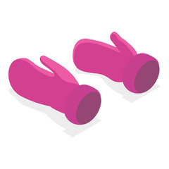3D Isometric Flat  Set of Gloves. Item 2