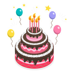 3D Isometric Flat  Set of Party Items. Item 5