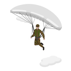 3D Isometric Flat  Illustration of Paratroopers. Item 2