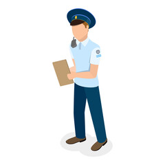 3D Isometric Flat  Set of Traffic Policeman Characters. Item 4