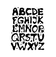 Hand Drawn Alphabet. Trendy Liquid and Groovy Letters. Decorative Artistic Font. Y2K Letters Style.	
