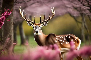 Stof per meter deer in the woods © asad