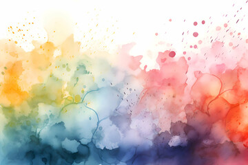 abstract watercolor background with red, orange, blue and yellow. 