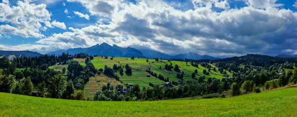 panoramic view of beautiful mountains landscapes of Poland. Tatras - obrazy, fototapety, plakaty