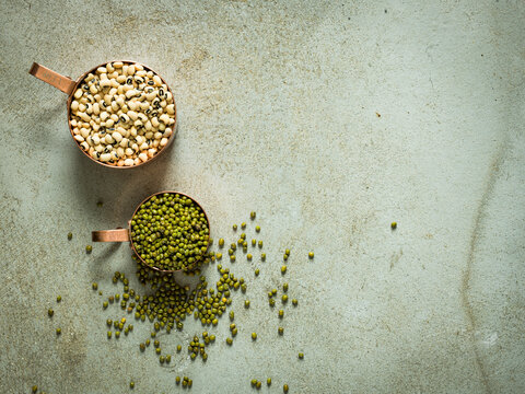 Black-eyed bean or Cowpea and Bambara ground nut or Mung bean