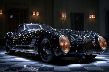 Polka Dots Black Branded Luxury Car