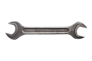 Old wrench isolated on white background