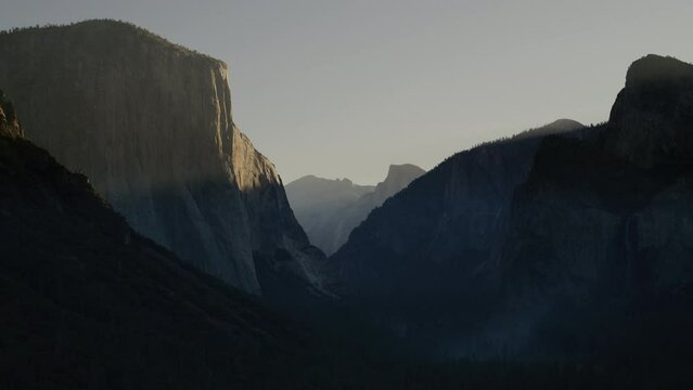 Stunning morning view, natural landscape with a breathtaking mountain range in Yosemite National Park of El Captain mountain 