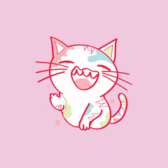 Fototapeta premium Cute cat vector illustration character image