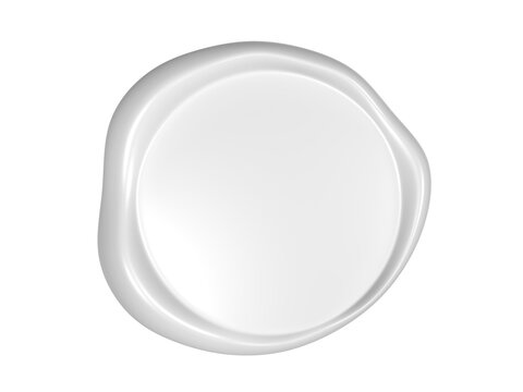 White wax seal. Isolated. 3d illustration.