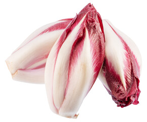 Red endives or italian chicoris on white background. File contains clipping paths.