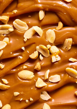 Close up caramel with peanuts