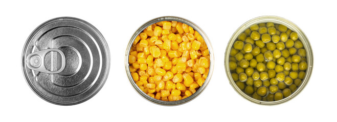 Cooked Corn Kernels in a Tin Can Isolated Top View