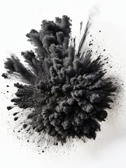 Charcoal Explosion: Abstract Black and White Powder Burst with Isolated Splatter - Dynamic Carbon Pattern, Explosive Design, and Dark Elegance for Templates, Wallpapers, and Backgrounds