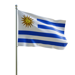 3d render PSD Uruguay realistic flag with pole