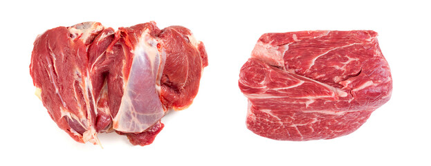 Fresh raw beef steak isolated on white background