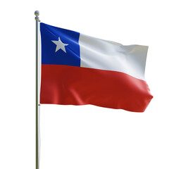 3d render PSD Chile realistic flag with pole