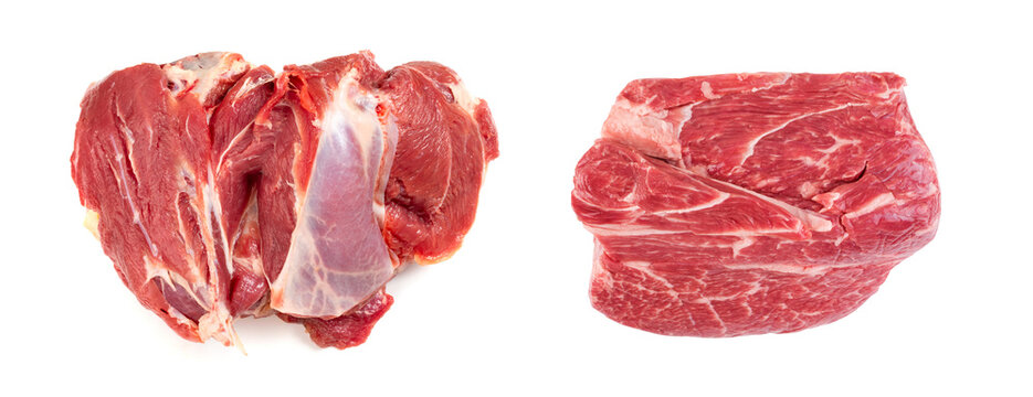 Fresh raw beef steak isolated on white background