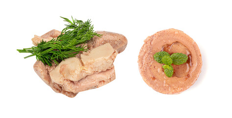 Cod Liver Isolated, Fish Fat Omega-3 Food, Healthy Seafood Meal, Cod Liver