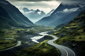 Alpine Road, road iin the mountains, mountain alpine road