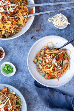 Chicken Stir Fry on a blue background