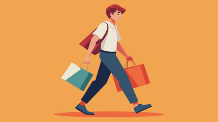 Man Walking With Shopping Bags