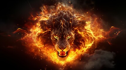Fiery lion with radiant strength, embodying passionate and energetic traits of leo zodiac sign.