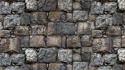 Immerse yourself in the rich history of a medieval stone castle with this rough, seamless texture. Each block tells a story etched into its weathered surface, transporting you to a bygone er