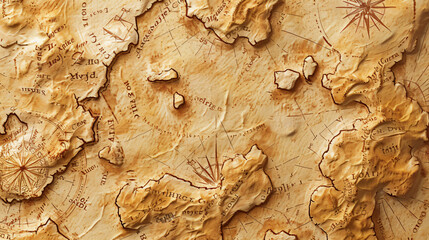 Discover hidden treasures with this rough, seamless pirate's treasure map texture. Let the faded parchment and intricate illustrations lead you on a thrilling adventure of exploration and ex
