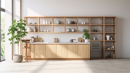 Serene Zen Kitchen: Minimalist Design Blended with Organic Elegance