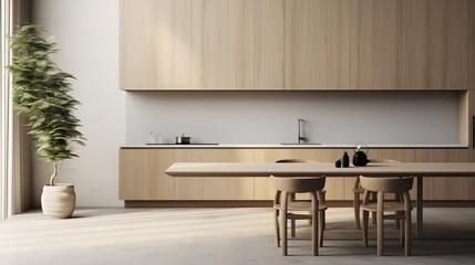 Serene Zen Kitchen: Minimalist Design Blended with Organic Elegance