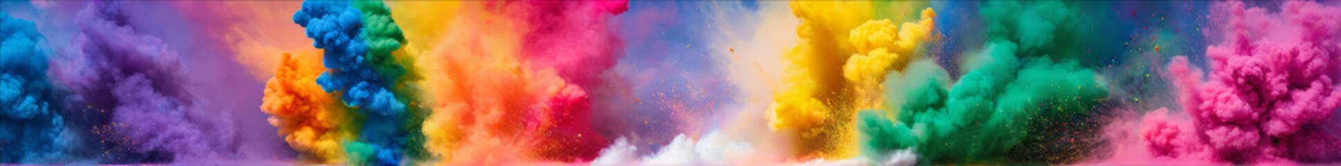 Fototapeta na wymiar LGBT+ Explosion: Abstract Pride-Colored Powder Burst with Isolated Splatter - Rainbow Smoke Particles and Explosive Vibrancy for Inclusive Designs, Celebrations, and Colorful Backgrounds
