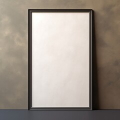 blank frame in Khaki backdrop with Khaki wall, in the style of dark gray
