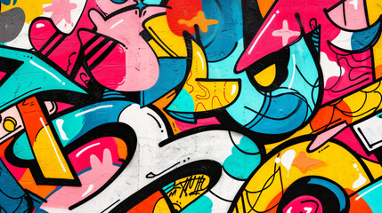 A dynamic seamless pattern of graffiti art that captures the essence of urban expression. Vibrant colors and bold statements intersect and blend together, creating a visually striking compos