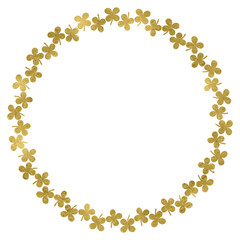Gold Glitter Circle Border Frame with Big Clover Leaf St Patricks Day