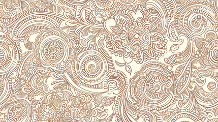 Elegant seamless pattern featuring intricate henna designs. Flowing lines and shapes add a cultural touch, making it perfect for various projects.