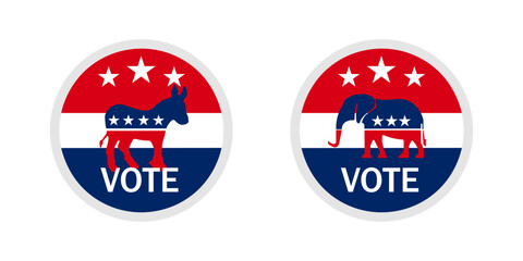 Republican, democratic vote vote icon. Republican political party vote, symbol of voting in the Democratic election. The US election vector symbolizes Republican, Democrat. Vector illustration eps10