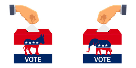 Republican, democratic vote vote icon. Republican political party vote, symbol of voting in the Democratic election. The US election vector symbolizes Republican, Democrat. Vector illustration eps10