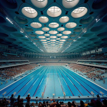 Swimming pool in an indoor competition
