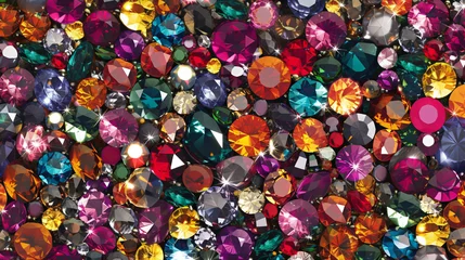 Zelfklevend Fotobehang Sparkling gemstones in various colors create a dazzling and opulent seamless pattern, perfect for adding a touch of luxury to any project. The scattered arrangement adds a sense of whimsy an © Nijat