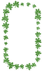 Green Glitter Rectangle Border Frame with Big Clover Leaf St Patricks Day - obrazy, fototapety, plakaty
